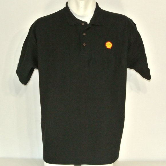 SHELL Gas Station Oil Employee Uniform Men's Black Polo Shirt Size L Large NEW - Picture 6 of 14